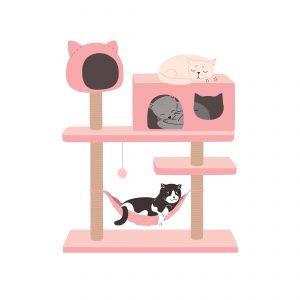 The,Cats,Are,Resting,In,The,Cat,Tower.,Cat,Tree
